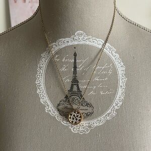 Coach Circle Logo Pendant with Gold Tone Necklace